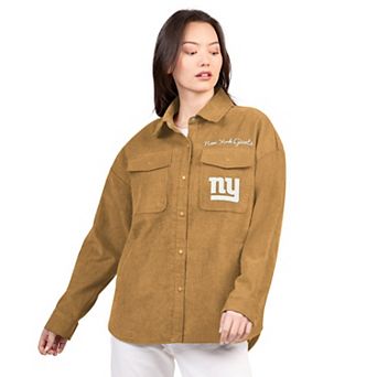 Women's G-III 4Her by Carl Banks Brown New York Giants Re-Match Corduroy Full-Snap Shacket