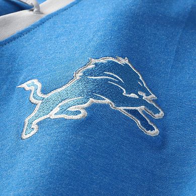 Women's New Era Blue Detroit Lions Plus Size Throwback Lace-Up Long Sleeve T-Shirt