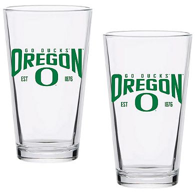 Oregon Ducks Two-Pack 16oz. Established Pint Glass Set