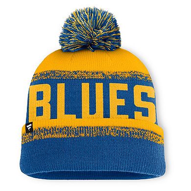 Men's Fanatics Blue/Gold St. Louis Blues Fundamentals Thrive Cuffed Knit Hat with Pom