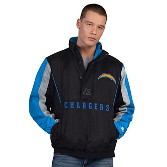Men's Starter Black Los Angeles Chargers Thursday Night Gridiron Half-Zip Jacket
