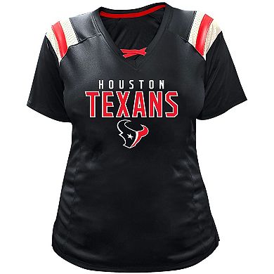 Women's Fanatics C.J. Stroud Navy Houston Texans Plus Size Name & Number Raglan Lace V-Neck T-Shirt