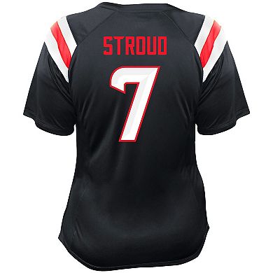 Women's Fanatics C.J. Stroud Navy Houston Texans Plus Size Name & Number Raglan Lace V-Neck T-Shirt