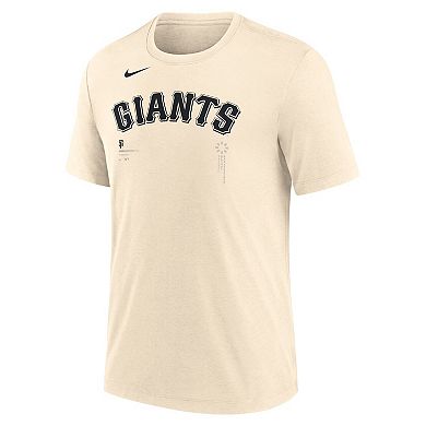 Men's Nike Natural San Francisco Giants Wordmark Tri-Blend T-Shirt