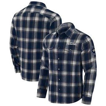 Men's Darius Rucker Collection by Fanatics Navy Nashville Predators Flannel Plaid Full-Snap Shirt