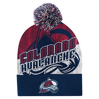 Youth Outerstuff Navy Colorado Avalanche New Edge Cuffed Knit Hat with Pom
