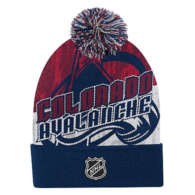 Youth Outerstuff Navy Colorado Avalanche New Edge Cuffed Knit Hat with Pom