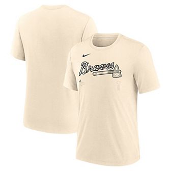 Men's Nike Natural Atlanta Braves Wordmark Tri-Blend T-Shirt