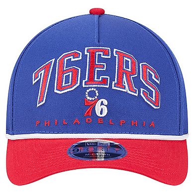 Men's New Era Royal Philadelphia 76ers Bold Arch COOLERA 9FORTY A-Frame M-Crown Adjustable Hat