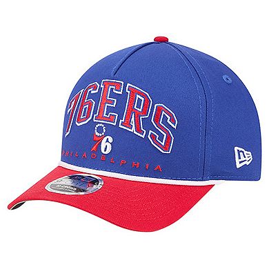 Men's New Era Royal Philadelphia 76ers Bold Arch COOLERA 9FORTY A-Frame M-Crown Adjustable Hat