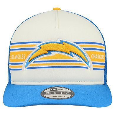 Men's New Era Cream/Powder Blue Los Angeles Chargers Banner A-Frame 9FIFTY Snapback Hat