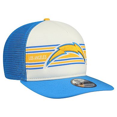 Men's New Era Cream/Powder Blue Los Angeles Chargers Banner A-Frame 9FIFTY Snapback Hat