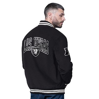 Men's Starter Black Las Vegas Raiders Blackout Corduroy Full-Snap