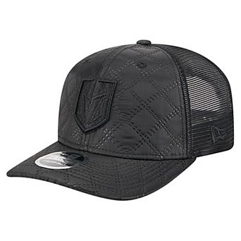 Men's New Era Black Vegas Golden Knights Quilted Nylon 9SEVENTY Adjustable Trucker Hat
