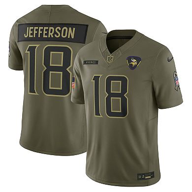 Men's Nike Justin Jefferson Olive Minnesota Vikings 2025 Salute to Service Limited Jersey