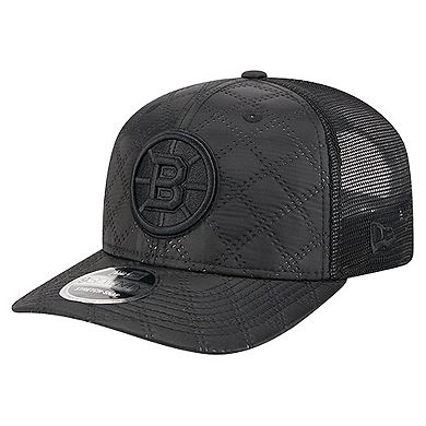 Men's New Era Black Boston Bruins Quilted Nylon 9SEVENTY Adjustable Trucker Hat