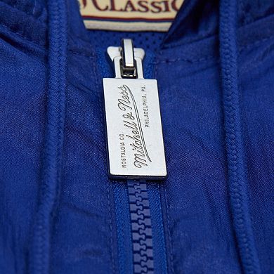 Men's Mitchell & Ness Blue Dallas Mavericks Playmaker Full-Zip Hooded Windbreaker Jacket