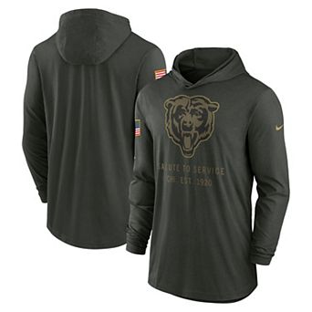 Men's Nike Forest Green Chicago Bears 2025 Salute to Service Sideline Dri-FIT Lightweight Hooded Pullover