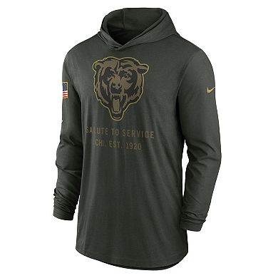 Men's Nike Forest Green Chicago Bears 2025 Salute to Service Sideline Dri-FIT Lightweight Hooded Pullover