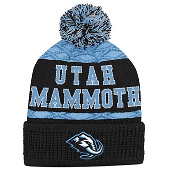 Youth Outerstuff Black Utah Mammoth Puck Pattern Cuffed Knit Hat with Pom
