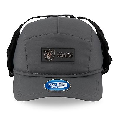 Men's New Era Charcoal Las Vegas Raiders 2025 Sideline Cold Weather Runner Dog Ear Adjustable Hat