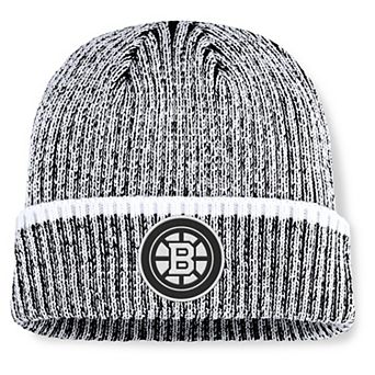 Men's Fanatics Black/White Boston Bruins Fundamental Haze Cuffed Knit Hat
