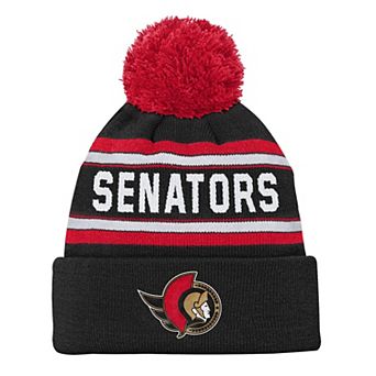 Youth Outerstuff Black Ottawa Senators Jacquard Cuffed Knit Hat with Pom