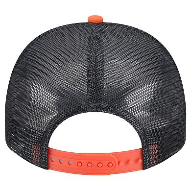 Men's New Era Cream/Navy Houston Astros Banner A-Frame 9FIFTY Trucker Snapback Hat