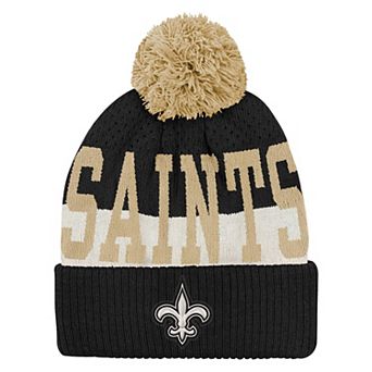 Youth Outerstuff Black New Orleans Saints Modern Fan Cuffed Knit Hat with Pom
