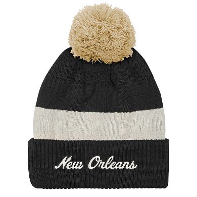 Youth Outerstuff Black New Orleans Saints Modern Fan Cuffed Knit Hat with Pom