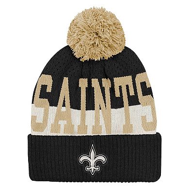 Youth Outerstuff Black New Orleans Saints Modern Fan Cuffed Knit Hat with Pom