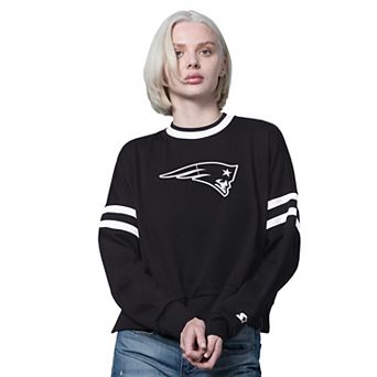 Women's Starter Black New England Patriots Rally Drop Shoulder Cropped Sweatshirt