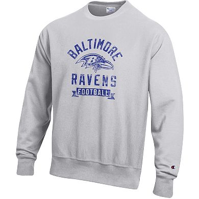 Men's Champion Heather Gray Baltimore Ravens Reverse Weave Fleece Pullover Sweatshirt