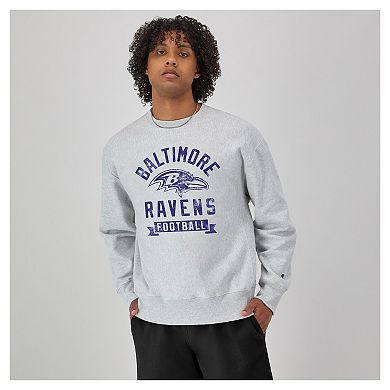 Men's Champion Heather Gray Baltimore Ravens Reverse Weave Fleece Pullover Sweatshirt