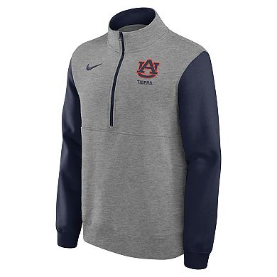 Men's Nike Heather Gray Auburn Tigers Club Fleece Half-Zip Pullover