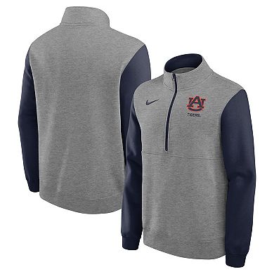 Men's Nike Heather Gray Auburn Tigers Club Fleece Half-Zip Pullover