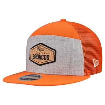 Men's New Era Gray/Orange Denver Broncos Cork Split Panel 9FIFTY Trucker Snapback Hat