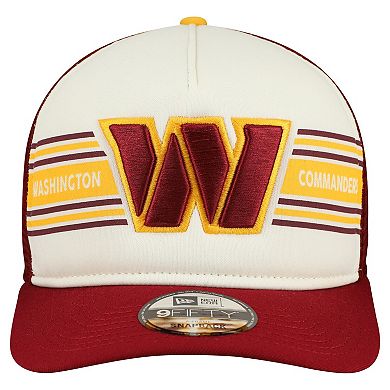 Men's New Era Cream/Burgundy Washington Commanders Banner A-Frame 9FIFTY Snapback Hat