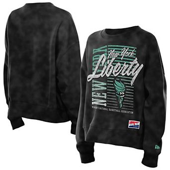 Women's New Era Black New York Liberty Oversized Mineral Wash Sweatshirt
