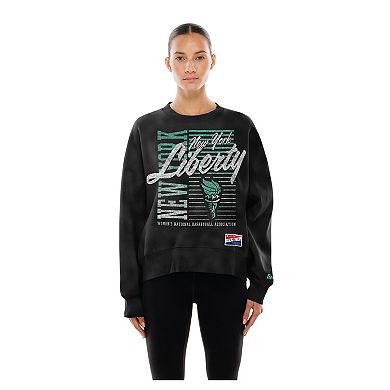 Women's New Era Black New York Liberty Oversized Mineral Wash Sweatshirt