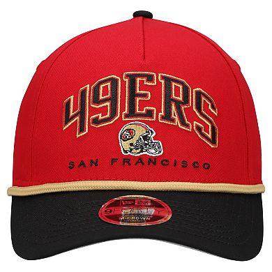 Youth New Era Scarlet/Black San Francisco 49ers Arch COOLERA 9FORTY A-Frame Adjustable Hat