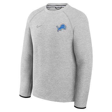 Men's Nike Heather Gray Detroit Lions Tech Fleece Raglan Sweatshirt