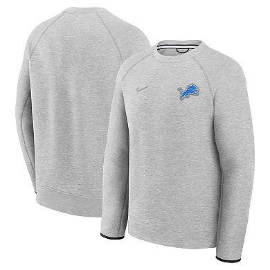 Men's Nike Heather Gray Detroit Lions Tech Fleece Raglan Sweatshirt