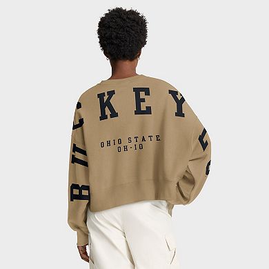 Women's Nike Tan Ohio State Buckeyes Oversized Phoenix 2-Hit Pullover Sweatshirt