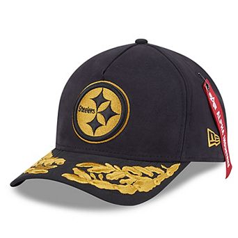 Men's New Era x Alpha Industries Black Pittsburgh Steelers A-Frame 9FORTY Adjustable Hat