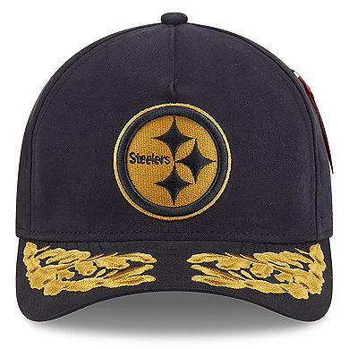 Men's New Era x Alpha Industries Black Pittsburgh Steelers A-Frame 9FORTY Adjustable Hat
