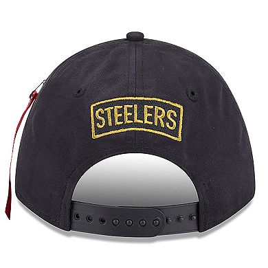 Men's New Era x Alpha Industries Black Pittsburgh Steelers A-Frame 9FORTY Adjustable Hat