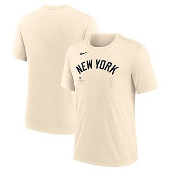 Men's Nike Natural New York Yankees Wordmark Tri-Blend T-Shirt