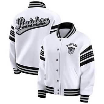 Women's WEAR by Erin Andrews White Las Vegas Raiders Plus Size Full-Snap Fleece Sweatshirt Jacket
