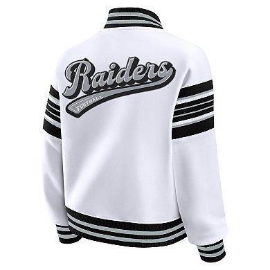 Women's WEAR by Erin Andrews White Las Vegas Raiders Plus Size Full-Snap Fleece Sweatshirt Jacket